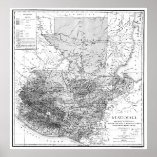 Póster Vintage Map of Guatemala (1902) BW