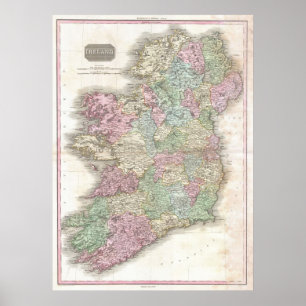 Póster Vintage Map of Ireland