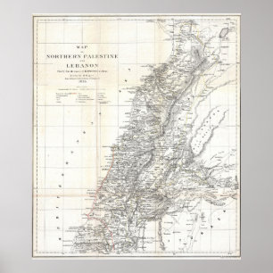 Póster Vintage Map of Lebanon (1856)