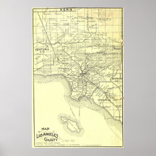 Póster Vintage Map of Los Angeles County (1895)