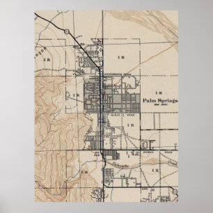 Póster Vintage Map of Palm Springs California (1942)