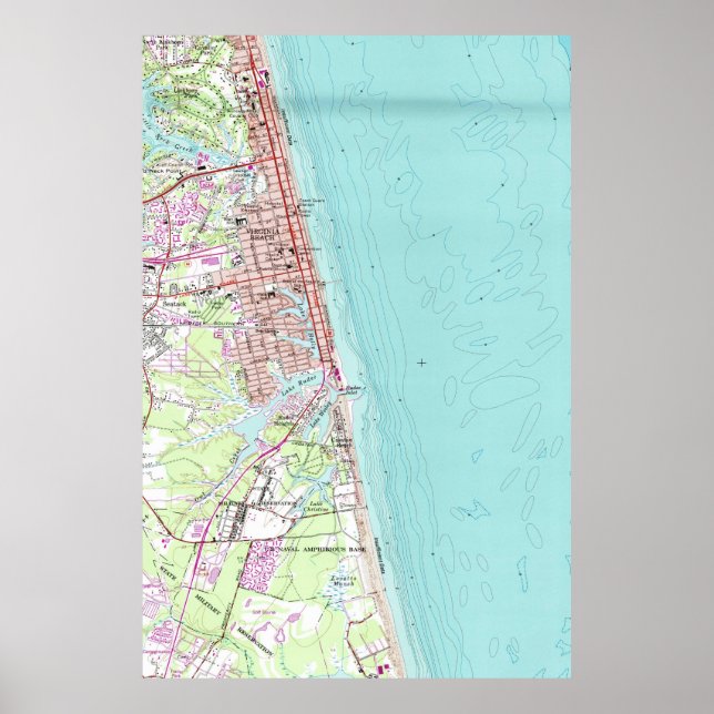 Póster Vintage Map of Virginia Beach (1965) (Frente)
