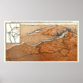 Póster Vintage Map of Yosemite National Park 1928