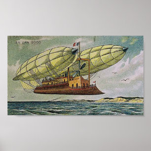 Póster Vintage - máquina de vuelo fantástica de Francia,
