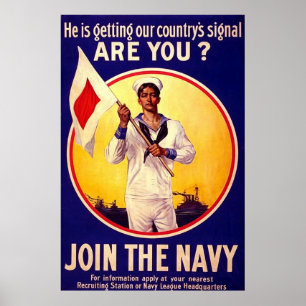 Póster Vintage Marina de Estados Unidos ~ WW1