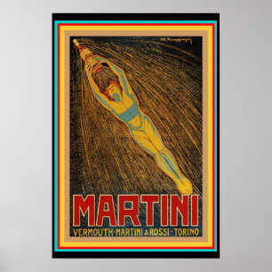 Póster Vintage Martini y Rossi Art Deco Poster