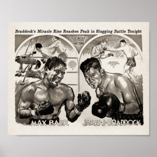 Póster Vintage Max Baer vs James Braddock Poster