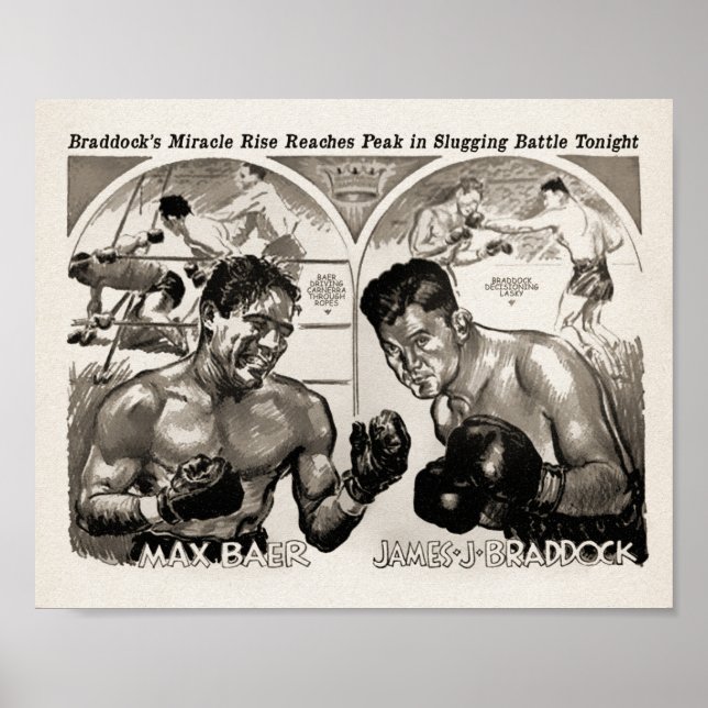 Póster Vintage Max Baer vs James Braddock Poster (Frente)