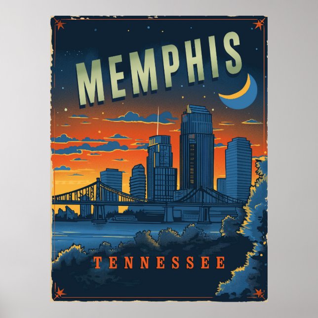 Póster Vintage Memphis, Tennessee (Frente)