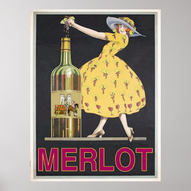 Póster Vintage Merlot Wine Maid (Frente)