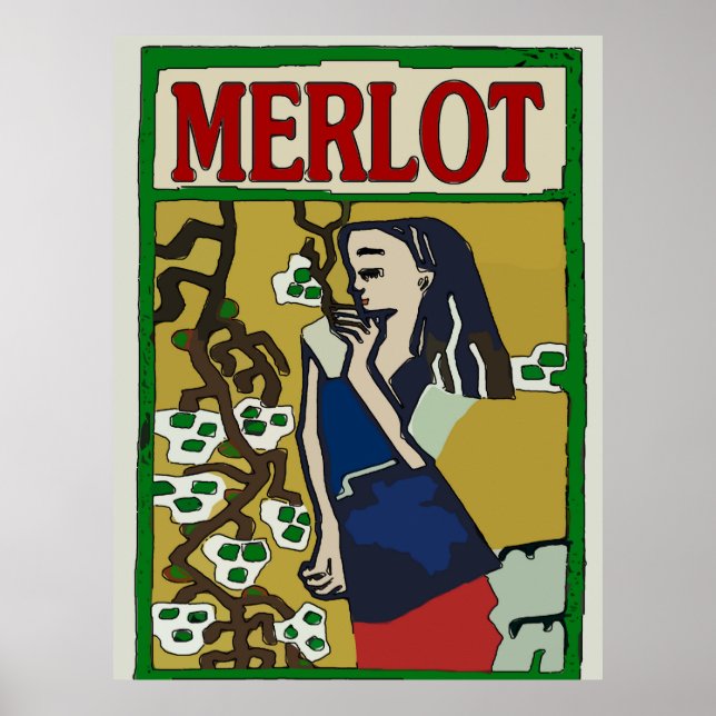 Póster Vintage Merlot Wine Poster (Frente)