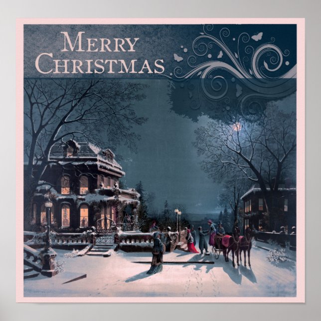 Póster Vintage Merry Christmas (Frente)