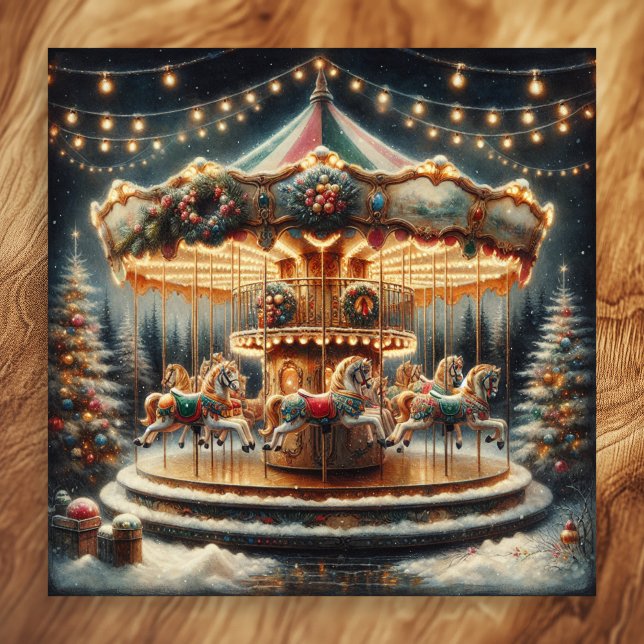 Póster Vintage Merry-Go-Round Whimsical Navidades (Subido por el creador)
