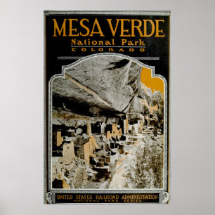 Póster Vintage Mesa Verde National Park Poster (1919)