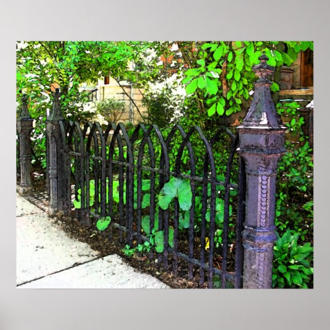 Póster Vintage Metalizado Garden Fence (Frente)