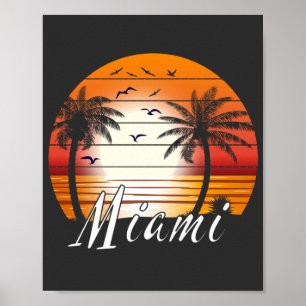 Póster Vintage Miami Florida Palm Trees Playa de Verano