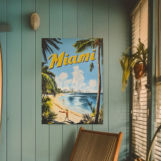 Póster Vintage Miami Florida Travel Wall