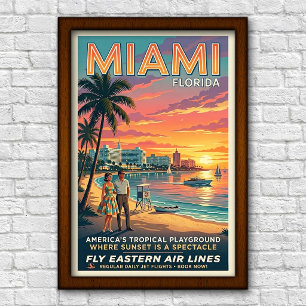 Póster Vintage Miami, Florida Viajes años 60