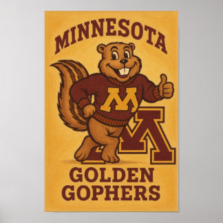 Póster Vintage Minnesota Golden Gophers Mascot Poster – C
