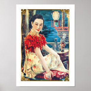 Póster Vintage modelo de belleza de Shanghai visto en la 