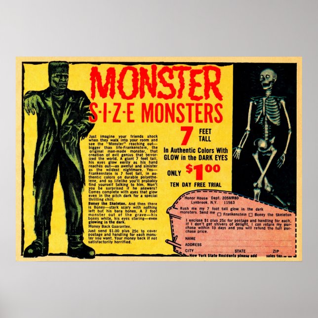 Póster Vintage Monsters Advertisement Art (Frente)