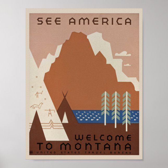 Póster Vintage Montana Travel. (Frente)