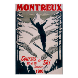 Póster Vintage Montreux Ski Retro Swiss Alps