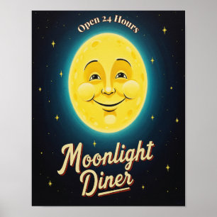 Póster Vintage Moonlight Diner