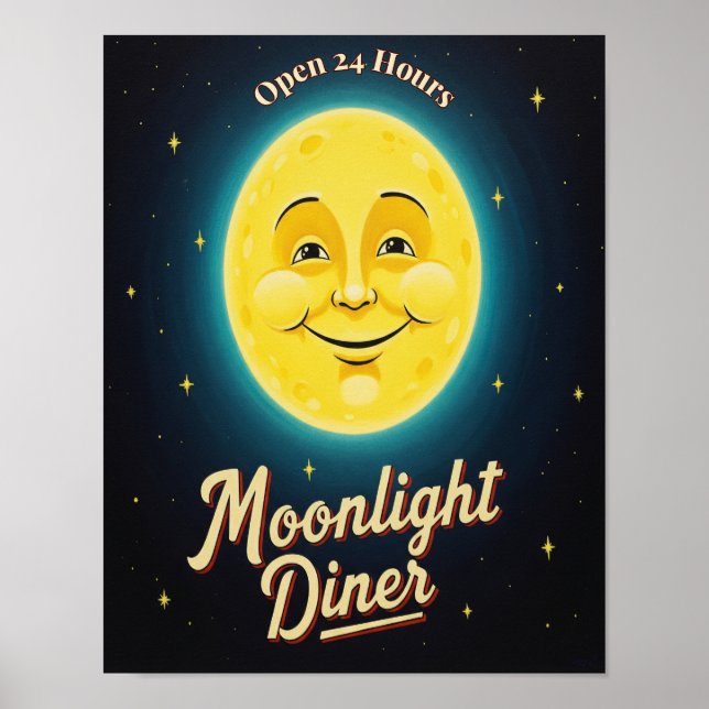 Póster Vintage Moonlight Diner (Frente)