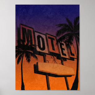 Póster Vintage Motel Sign Sunset