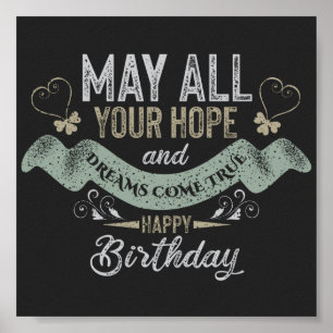Póster Vintage Motivational Happy birthday wishes
