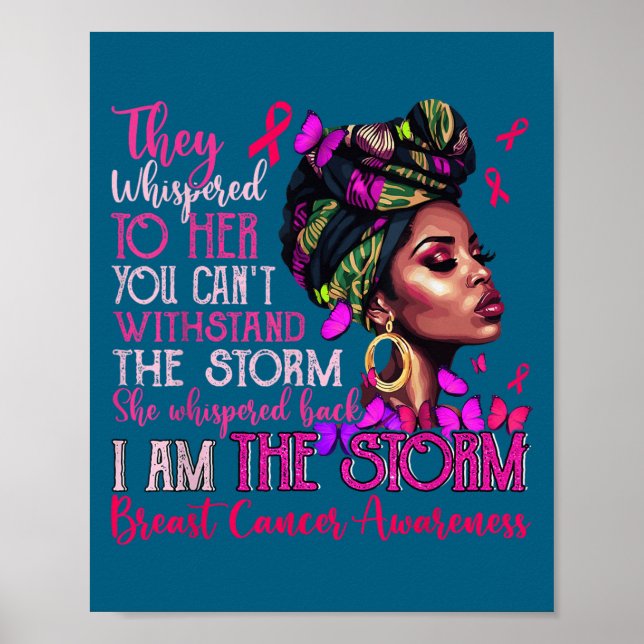 Póster Vintage Motivational Suprt Breast Cancer Awareness (Frente)