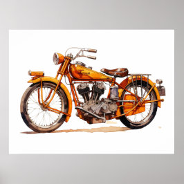 Póster Vintage Motorcycle Watercolor Art