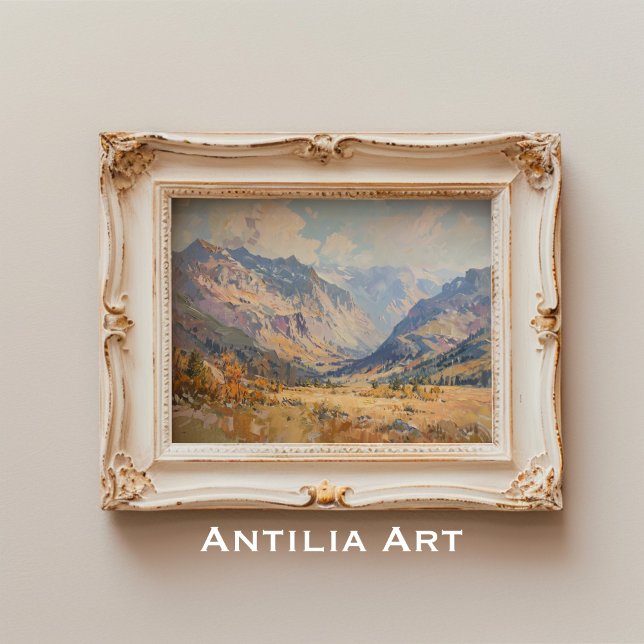 Póster Vintage Mountain Painting Neutral Tone (Subido por el creador)