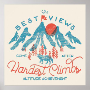 Póster Vintage Mountain Wolf Climbing al aire libre