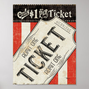 Póster Vintage Movie Ticket