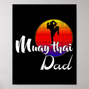 Póster Vintage Muay Thai Papá Retro Atardecer Divertido K