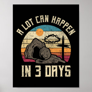 Póster Vintage Mucho Puede Suceder En 3 Días Pascua Crist