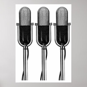 Póster Vintage Music, Old Fashioned Retro Microphone