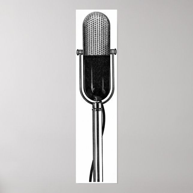 Póster Vintage Music, Old Fashioned Retro Microphone (Frente)