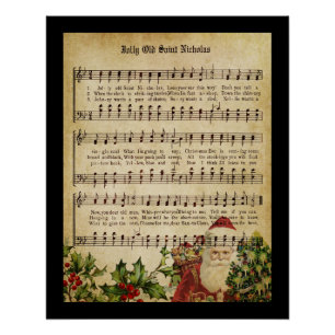 Póster Vintage música y canción de Santa Claus
