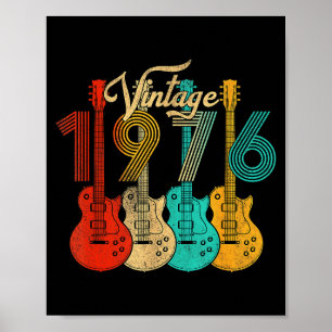 Póster Vintage Nacido En 1976 50 Cumpleaños 50 Años Guit