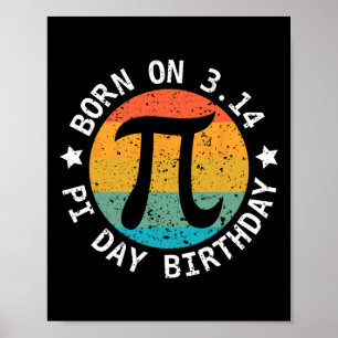 Póster Vintage Nacido En El Día Pi 3.14 Feliz Día Pi Prof