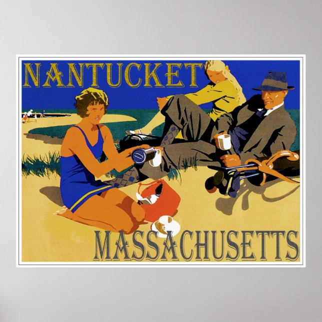 Póster Vintage Nantucket Beach Scene (Frente)