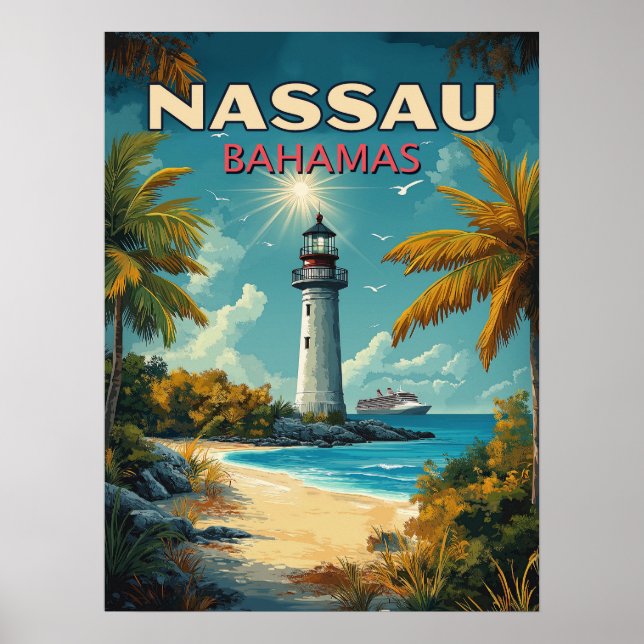 Póster Vintage Nassau Bahamas (Frente)