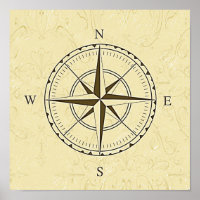 Vintage Nautical Compass Rosa Ivory