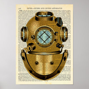 Póster Vintage náutico del buceo - Diccionario