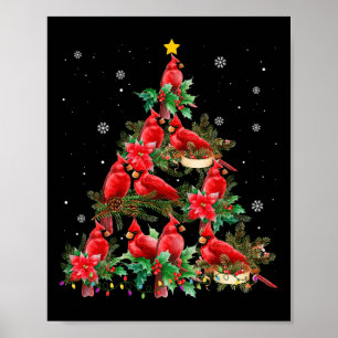 Póster Vintage Navidad Cardenal Birds Snowoweather Tre