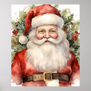 Póster Vintage Navidad Santa Claus Sonriendo