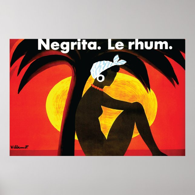 Póster Vintage Negrita Le Rhum por Villemot (Frente)